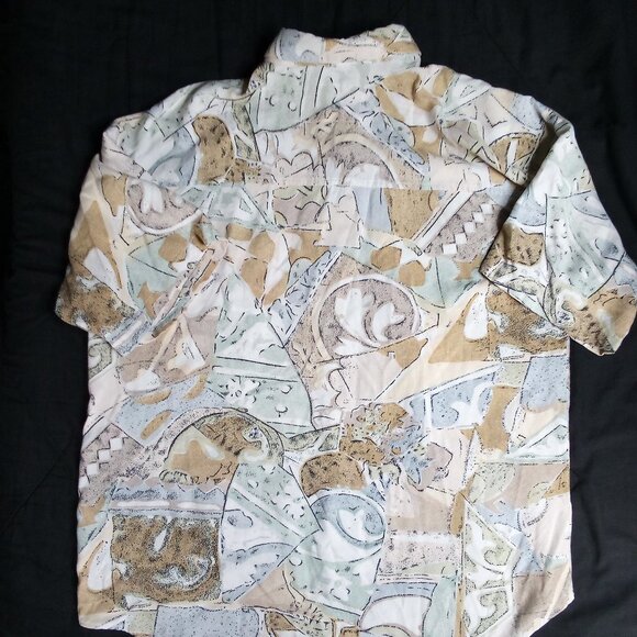 Vintage Maxx FM Abstract Geometric Button Shirt Short Sleeve - Picture 5 of 6